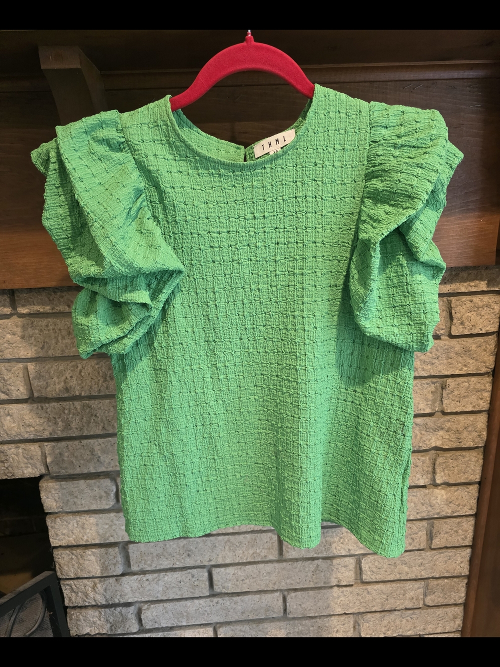 THML Kelly Green Ruffle Sleeve Knit Top - Picture 2 of 5